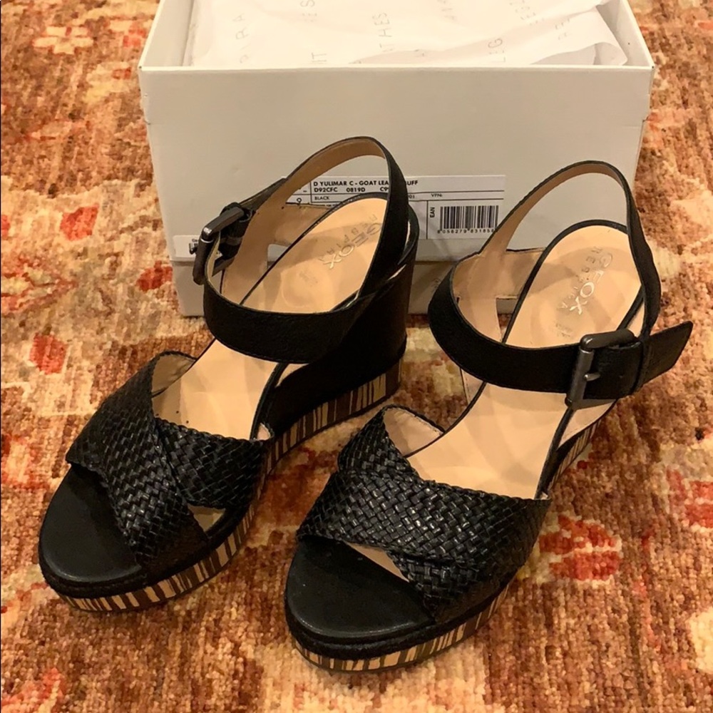 Geox Black women wedge shoe size 39/9